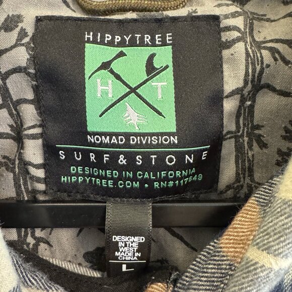 HIPPY TREE - Surf&Stone Flannel Long Sleeve Shirt, Blue Check, Mens Large Button - Picture 4 of 9